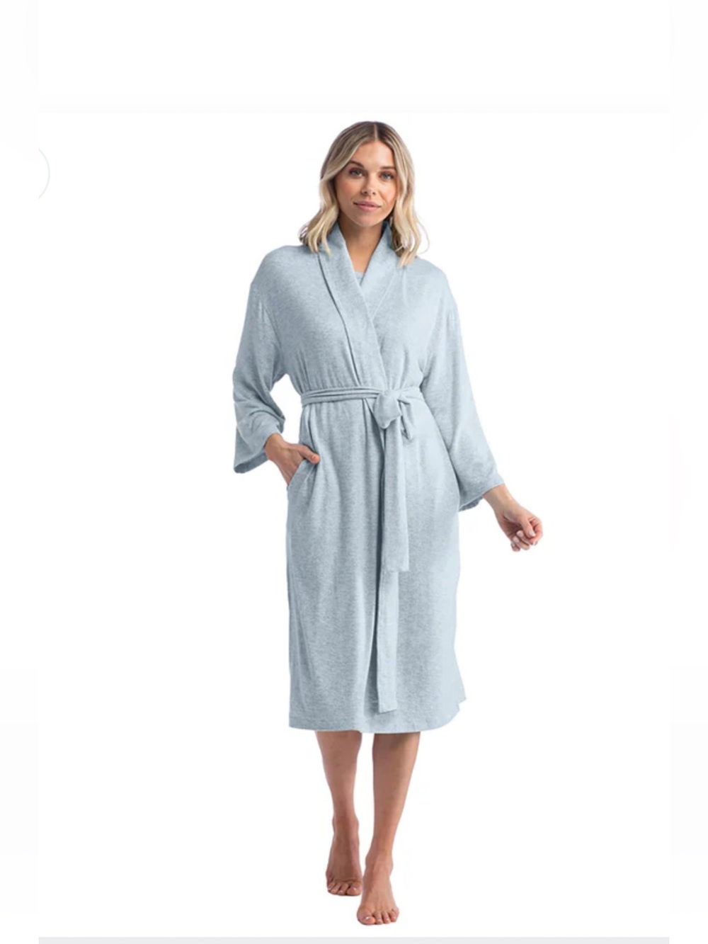 Softies Dream Jersey Robe L/XL Surf Blue Modal Shawl Collar Belted Pockets